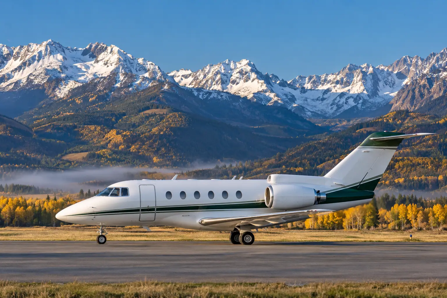 Midsize jet on the ramp