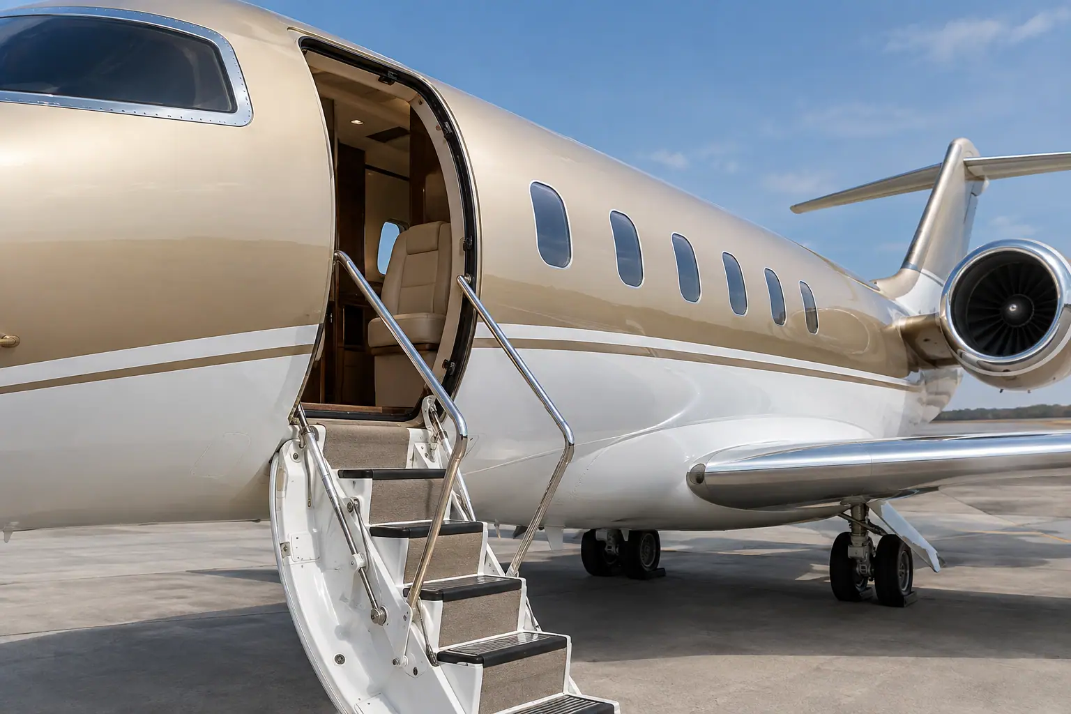 Open airstair of a private jet